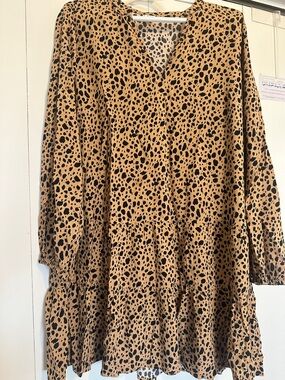 Yeezy Tan and Black Leopard Print V-Neck Tunic